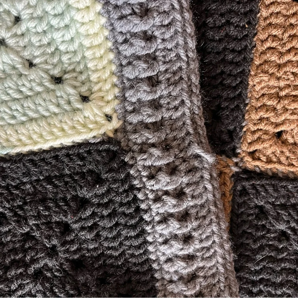 Crocheted Granny Square‎ Pillow Cover Handmade CottageCore Cabin